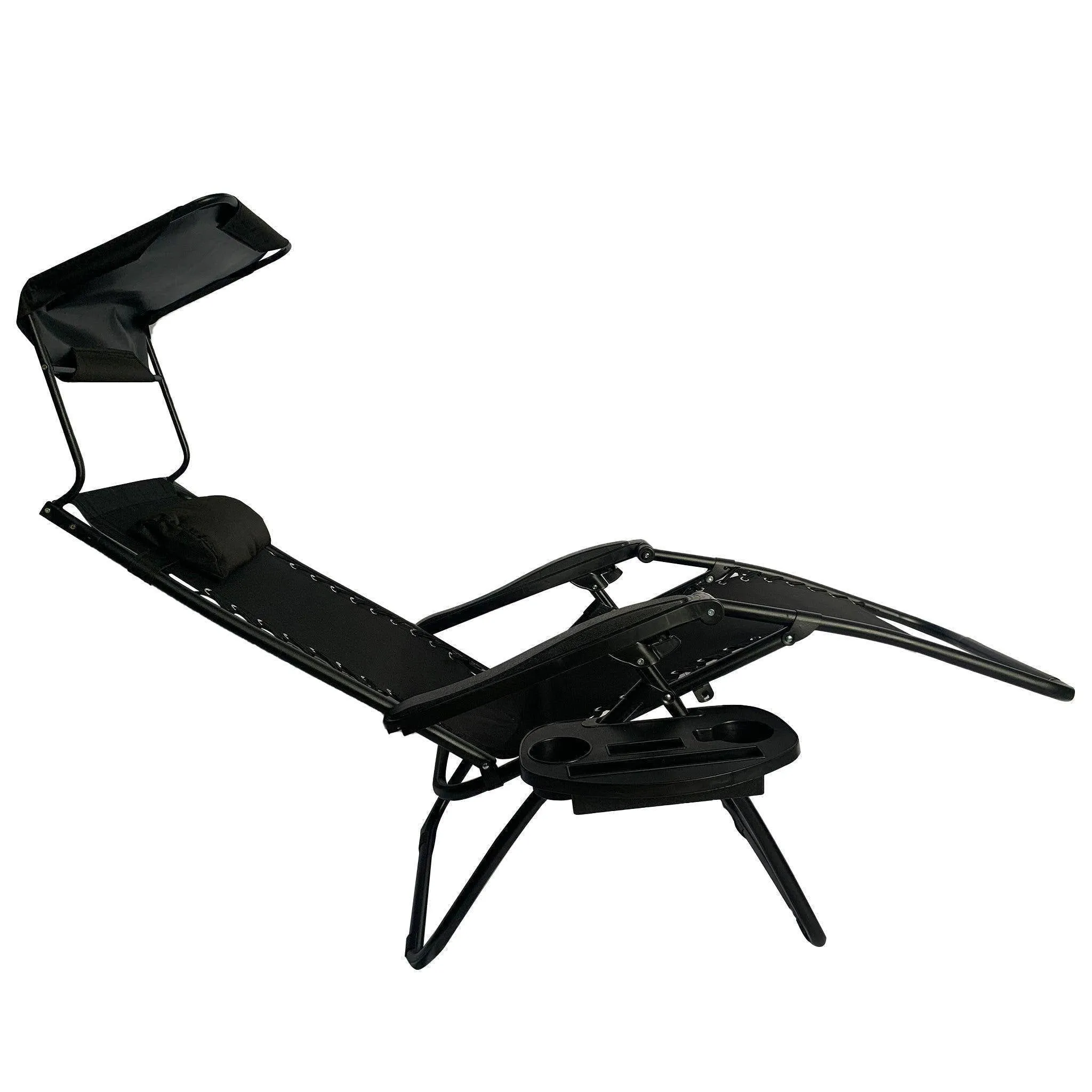 Sun Lounger Recliner Chair With Canopy Sunshade Set Of 2-BSC-005