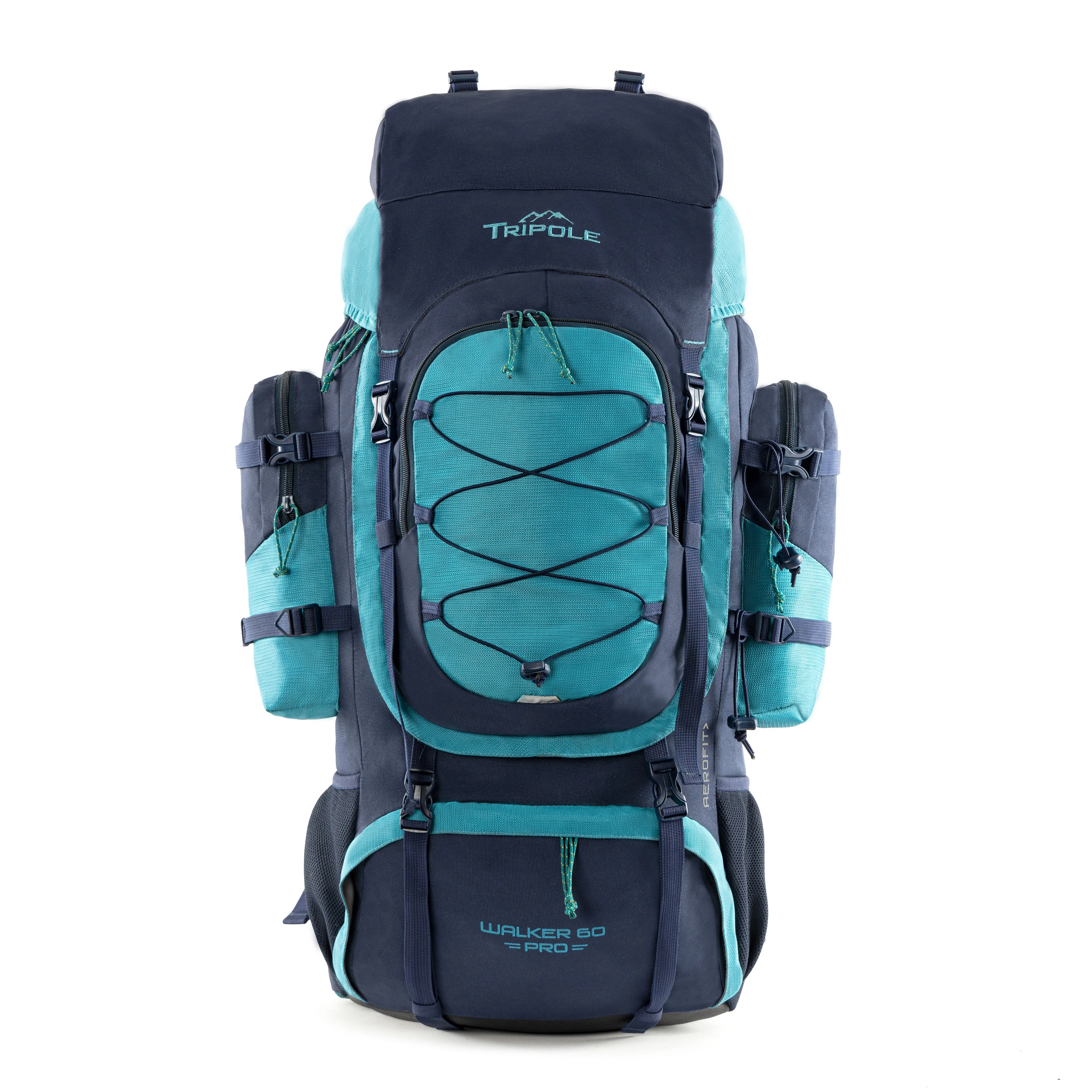 Tripole Walker Pro Internal Frame Rucksack for Travel and Trekking | Front Opening | Laptop Sleeve | Water Repellent | Rain Cover | 5 Year Warranty | 60 Litre Blue