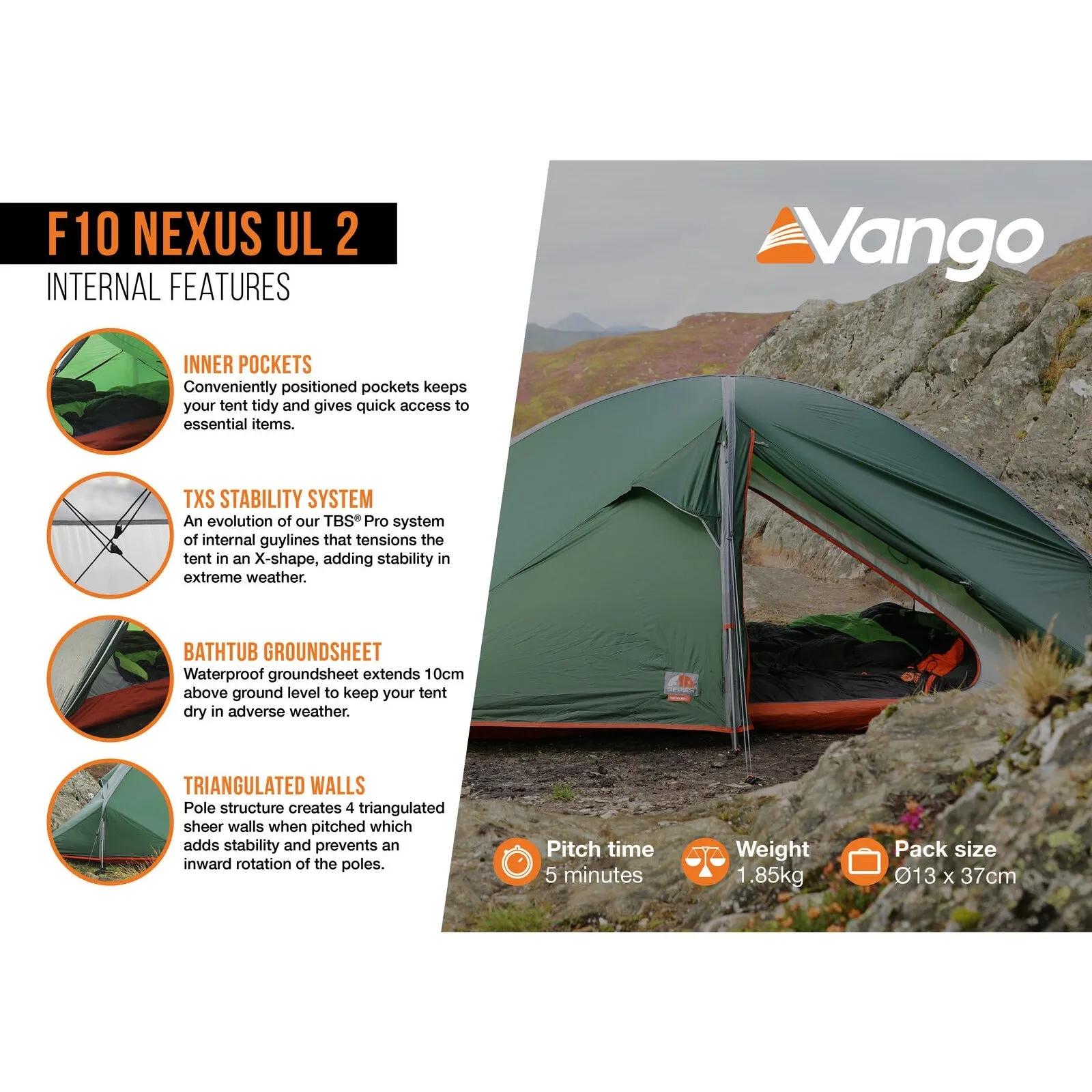 Vango F10 Nexus UL 2 Tent - Alpine Green