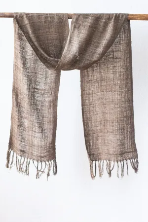 Wild Silk Skinny Scarf, Mushroom